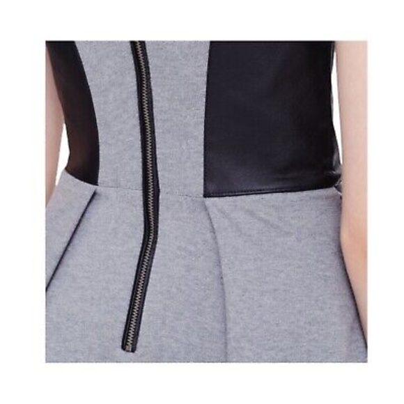 Club Monaco Janine Heather Gray Black Leather Trim Dress - Picture 5 of 16